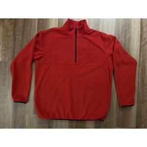 Woodlake Sweater Mens XL‎ Tall Red Fleece Quarter Zip Pullover Casual Warm Soft